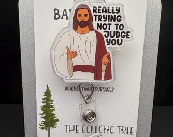 Grappige oprolbare badgehaspel van Judging Jesus