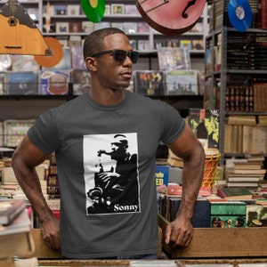 Sonny Rollins Jazz Saxophonist Tshirt, Musician Sax player Tee, Gift Shirt for Jazz Music Lovers, Father&#39;s Day Present Shirt, Woodcut Style