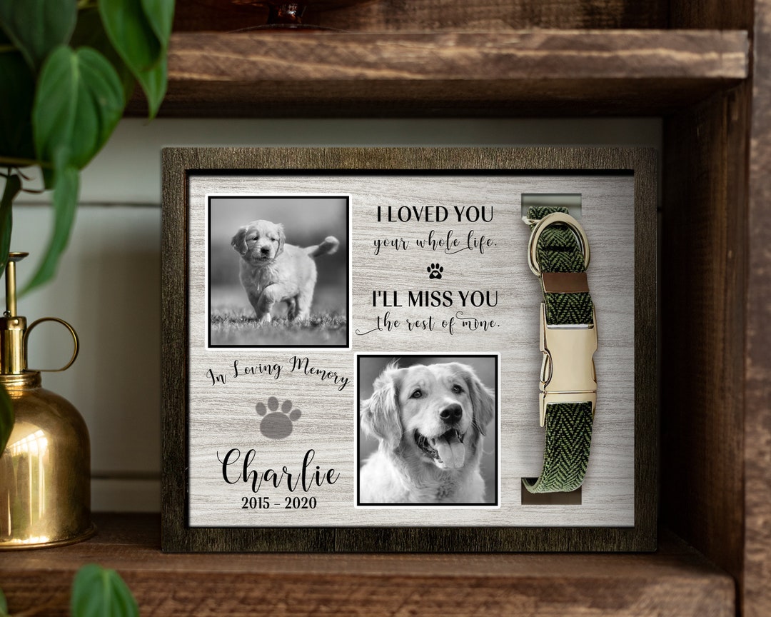 Personalized Dog Memorial Wood Frame With Collar Holder Pet Etsy