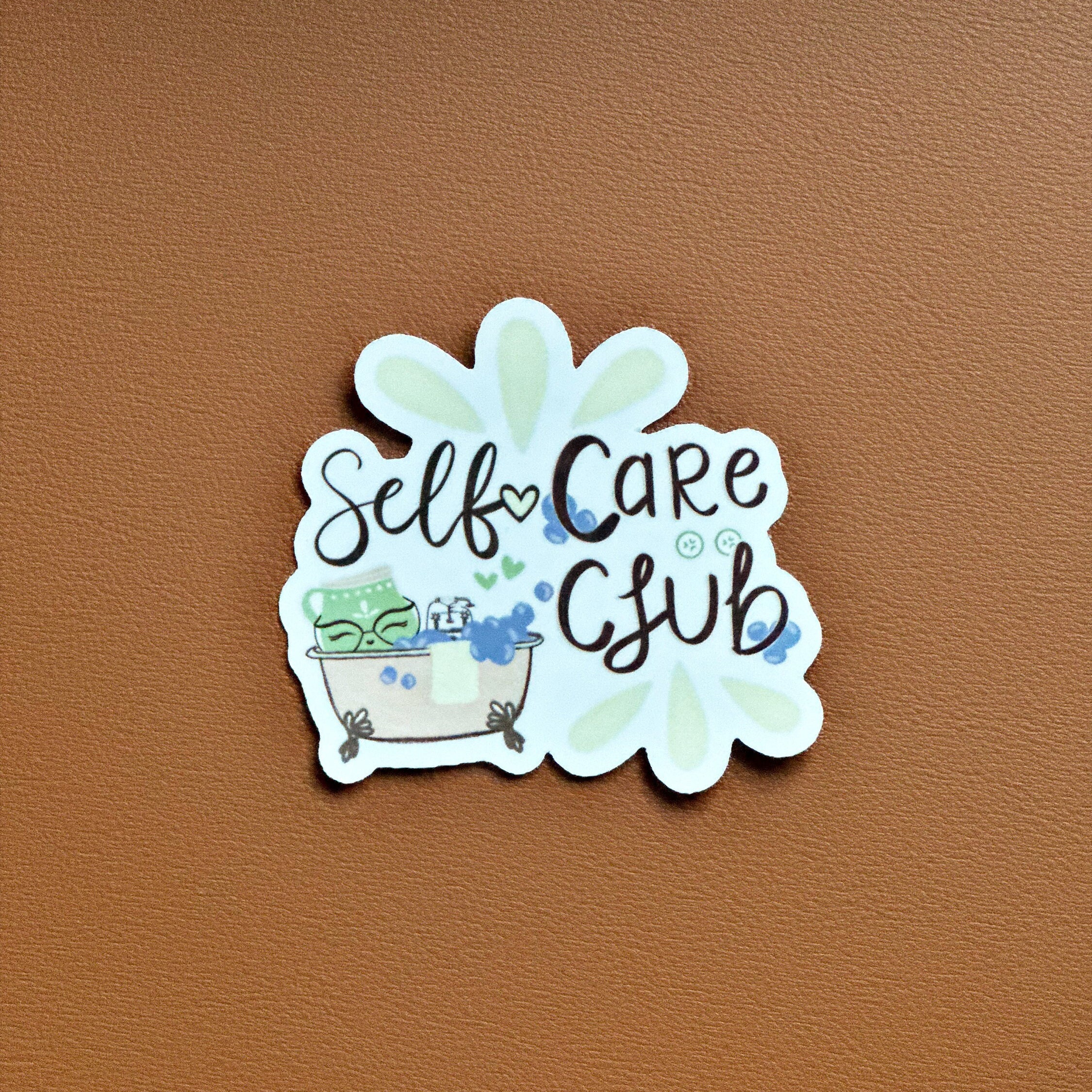 Selfcare Club Die Cut Hand Drawn Vinyl Sticker Water Etsy