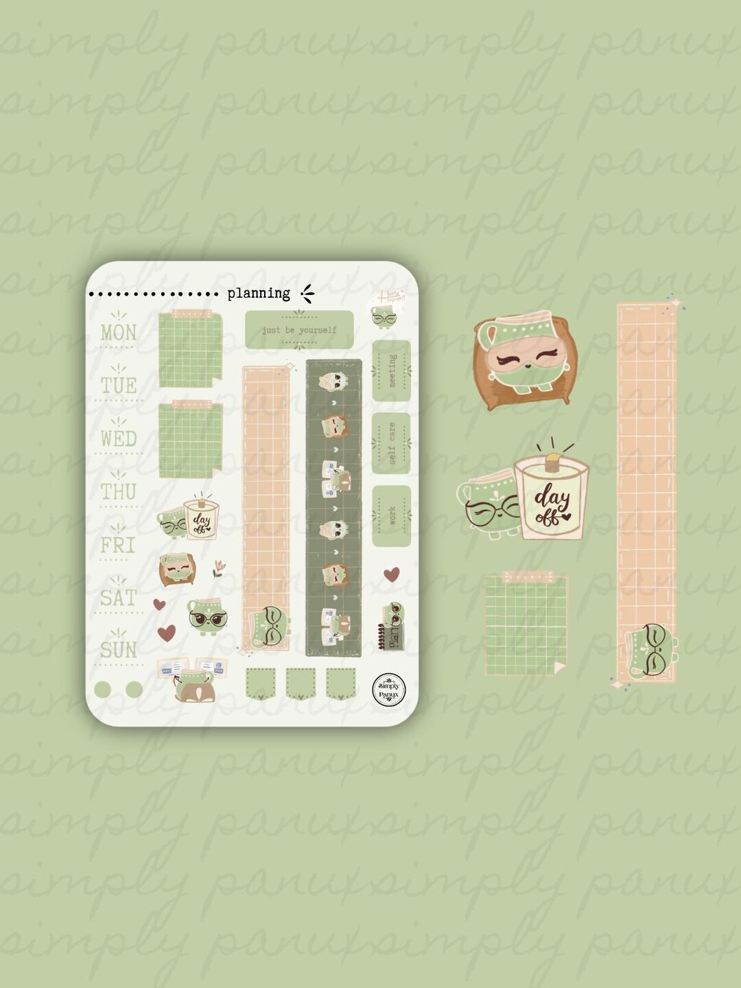 Hobonichi Weeks Planning Sheet Little Matcha Lady Planner Stickers - Etsy