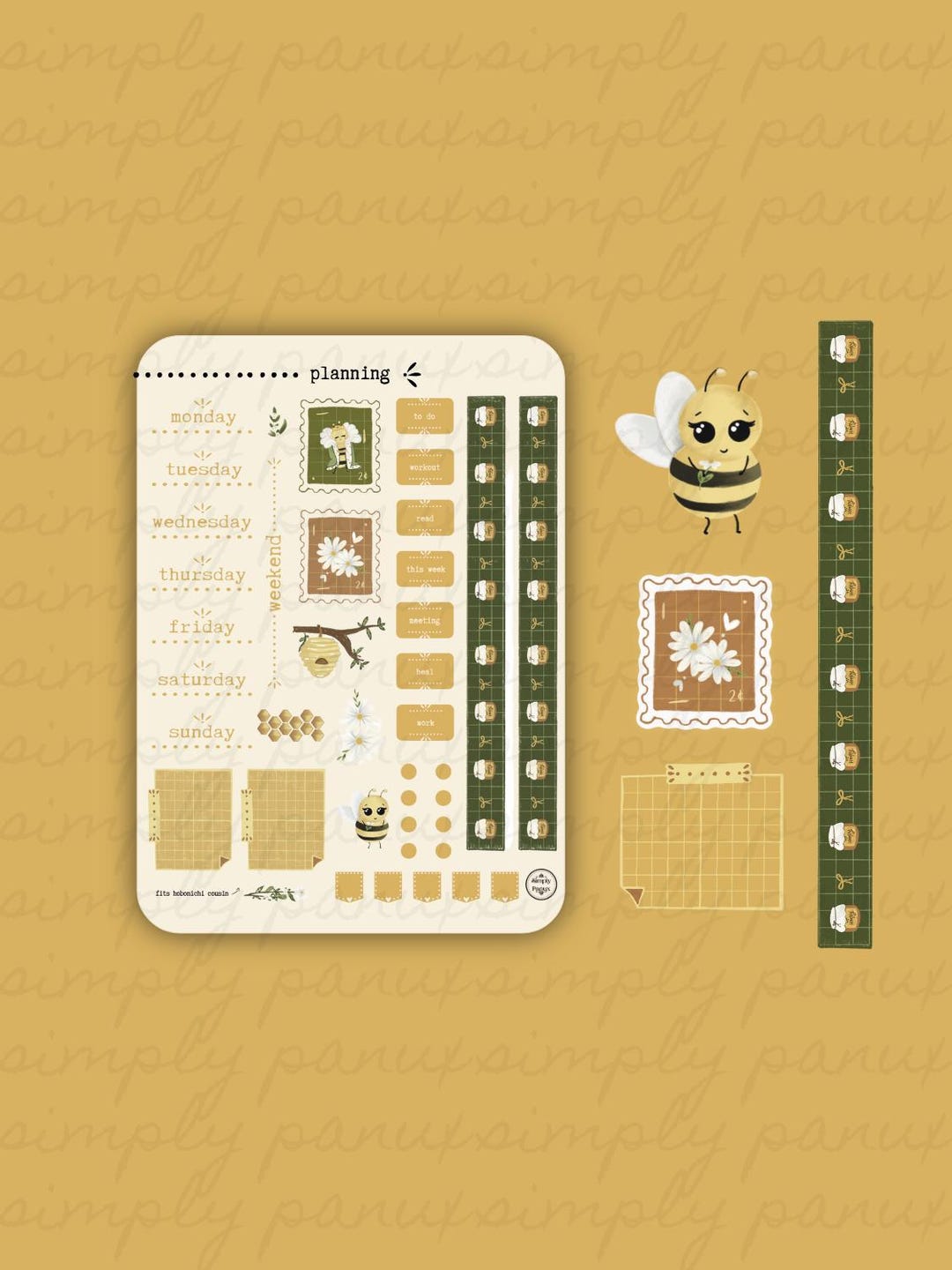 Hobonichi Cousin Planning Honey Bee Planner Stickers - Etsy