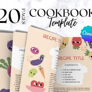 Modelo de livro de receitas infantis | Modelo de receita editável | E-book de receitas para impressão | Modelos de Canva | Instruções do Canva em italiano e inglês