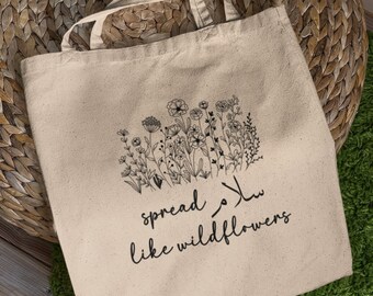Muslim Spread Salaam Like Wildflowers Tote Bag with Arabic Calligraphy, Islamic Bag Gift for Mom, Muslim Eid Gift, Ramadan Gift Woman Bag