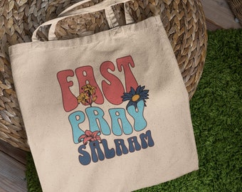 Muslim Islamic Ramadan Tote Bag, Islamic Family Eid Ramadan Gift, Retro Wildflower Boho Muslim Eid Gifts, Funny Ramadan Family Tote Bag