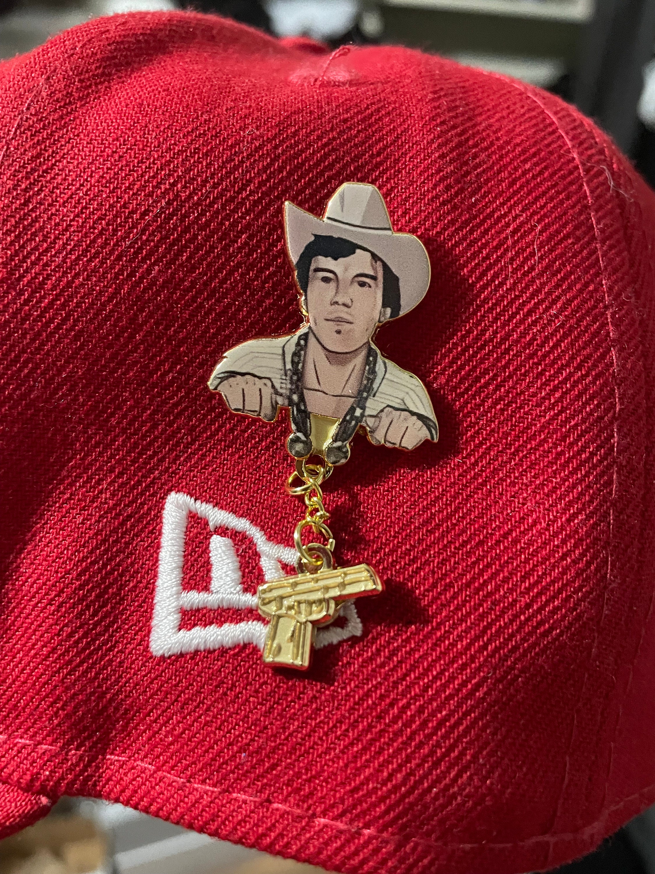 Exclusive Chalino Sánchez With Gun Chain New Era Hat Pin Etsy