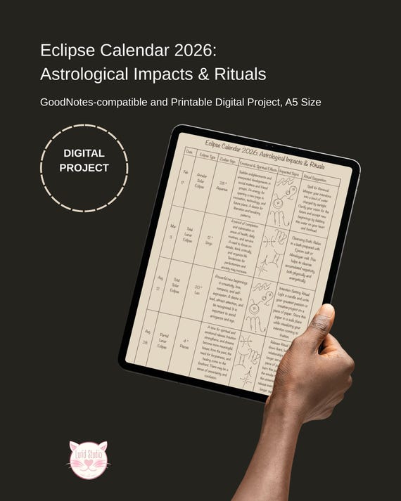 2026 Eclipse Calender, Astrological Impacts & Rituals, Digital Download Witchy Valentine’s Day gift