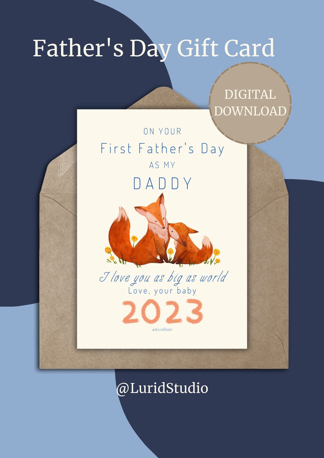 Printable First Father's Day Gift Card, Father's Day Gift, Gift for ...