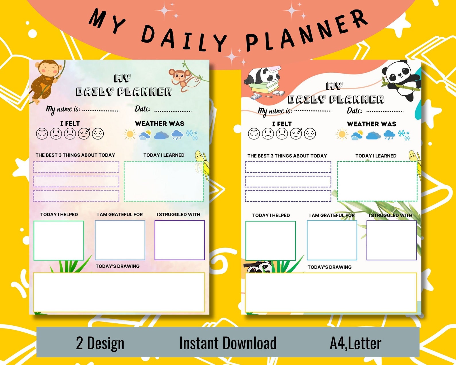 Kids Planner Printable Planner Daily Digital Planner for - Etsy