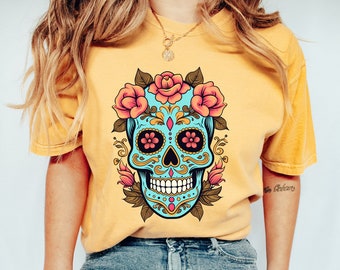 Halloween shirt Dia de los muertos botanical shirt sugar skull Cottagecore Shirt boho day of the dead Botanical Shirt Green Witch