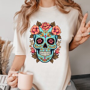 Halloween shirt Dia de los muertos botanical shirt sugar skull Cottagecore Shirt boho day of the dead Botanical Shirt Green Witch