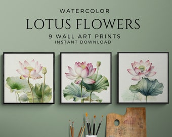 Lotus Flowers wall decor for meditation wall decor lotus flower print yoga gift for her spiritual decor watercolor lotus art yoga class art