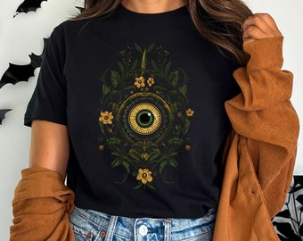 Witchy Evil Eye shirt Dark Academia tshirt nazar amulet Celestial T-Shirt Oversize TShirt Mystical women shirt moon witchy shirt seeing eye