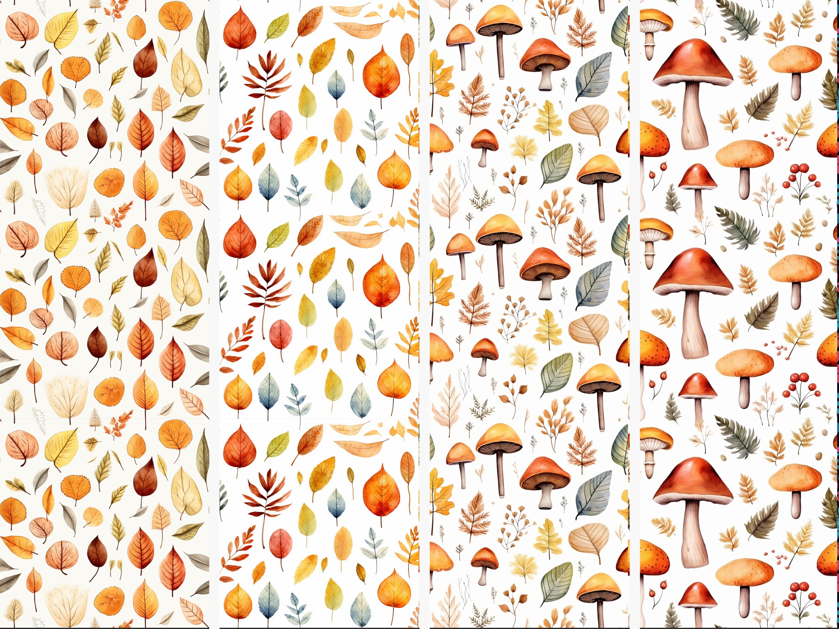 Autumn Leaves Digital Paper Seamless Patterns Commercial - Etsy