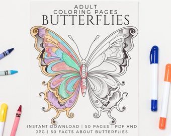 Adult coloring book butterflies printable coloring pages butterflies coloring pages adult coloring butterflies coloring book printable PDF