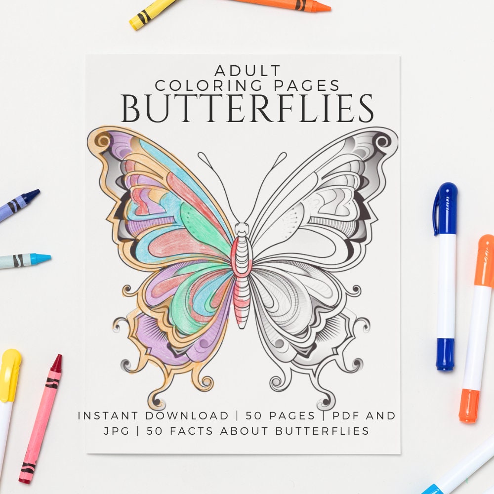 Butterfly Coloring Pages - Zentangle Adult Coloring Books — Bessie Roaming