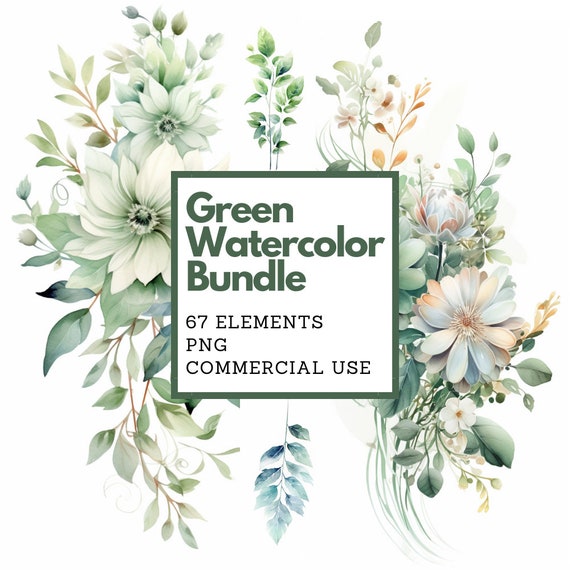 Green foliage clipart PNG bundle greenery watercolor botanical bundle pastel PNG botanical clipart wedding planning list wedding invitations