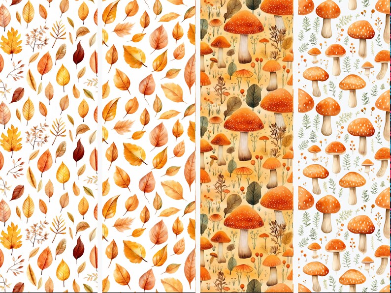 Autumn Leaves Digital Paper Seamless Patterns Commercial - Etsy