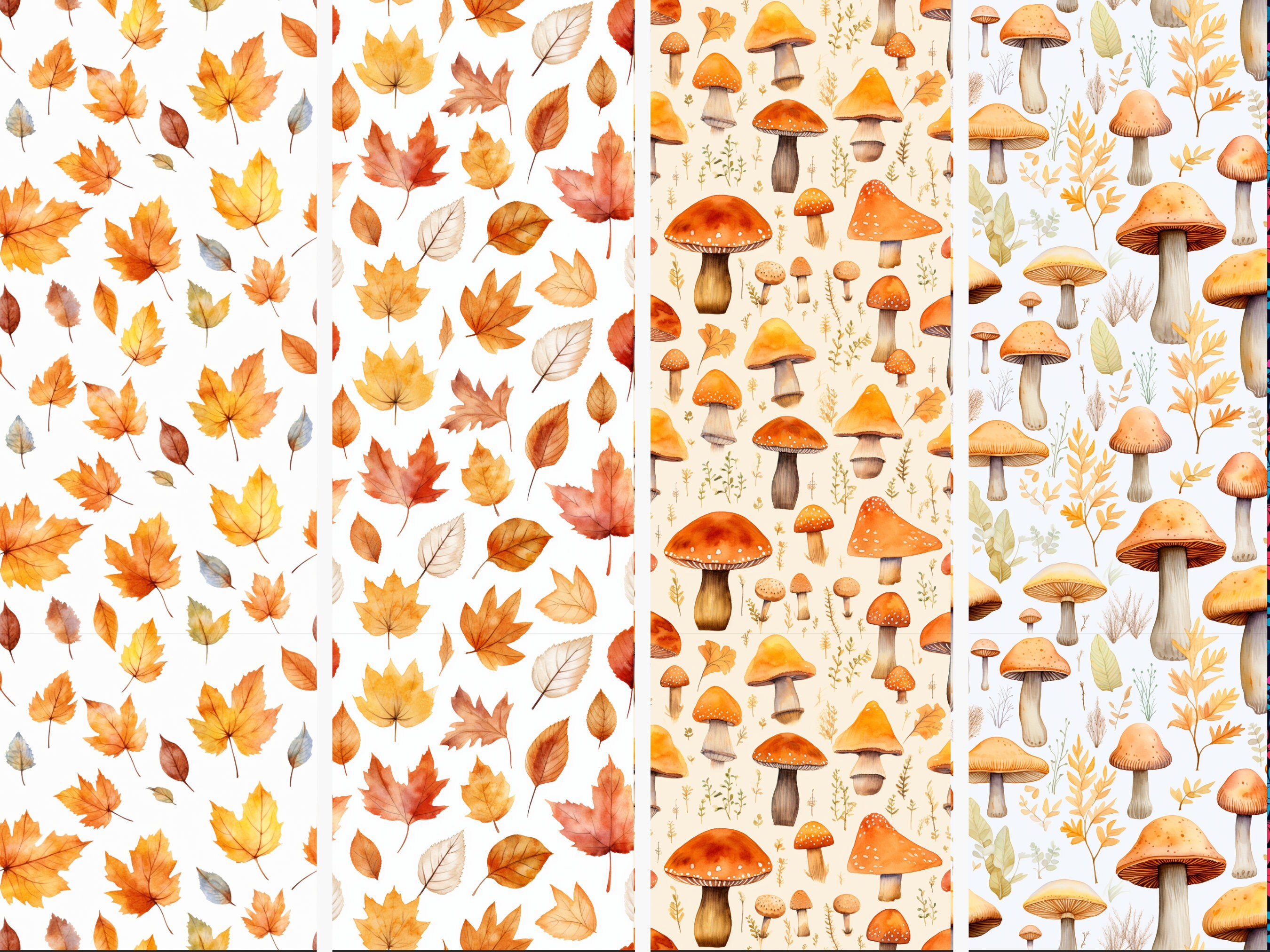 Autumn Leaves Digital Paper Seamless Patterns Commercial License ...