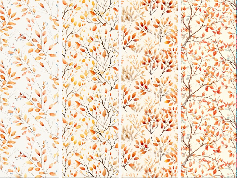 Autumn Leaves Digital Paper Seamless Patterns Commercial - Etsy