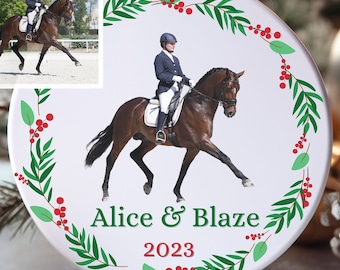 Custom Horse Photo Ornament Personalized Equestrian Christmas Horse Lover Ornament