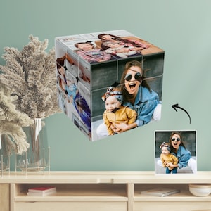Customized Photo Gift Cube Magic Personalized Multi-Photo Cube for Anniversary, Mother’s Day, Father’s Day Personalized Picture Keepsake