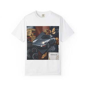 Porsche Theme T-Shirt, Classic Car Lover Tee, Vintage Auto Enthusiast Shirt, Unisex Garment-Dyed Top, Car Collector Gift, Racing Fan Apparel