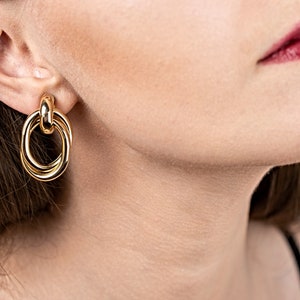 Clip on Earrings Gold Extra Large Multi Hoop Oversize Gold Hoop Earrings Pain Free Clip on Earrings for Sensitive Ears Non Pierced Ears Etsy Canada