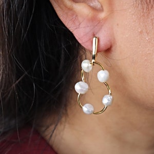 Perlen Creolen Ohrclips: 14k vergoldet, nicht durchbohrt