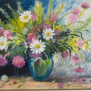Fleurs sauvages dans un vase Peinture à l'huile ii Style impressionniste pour la maison
