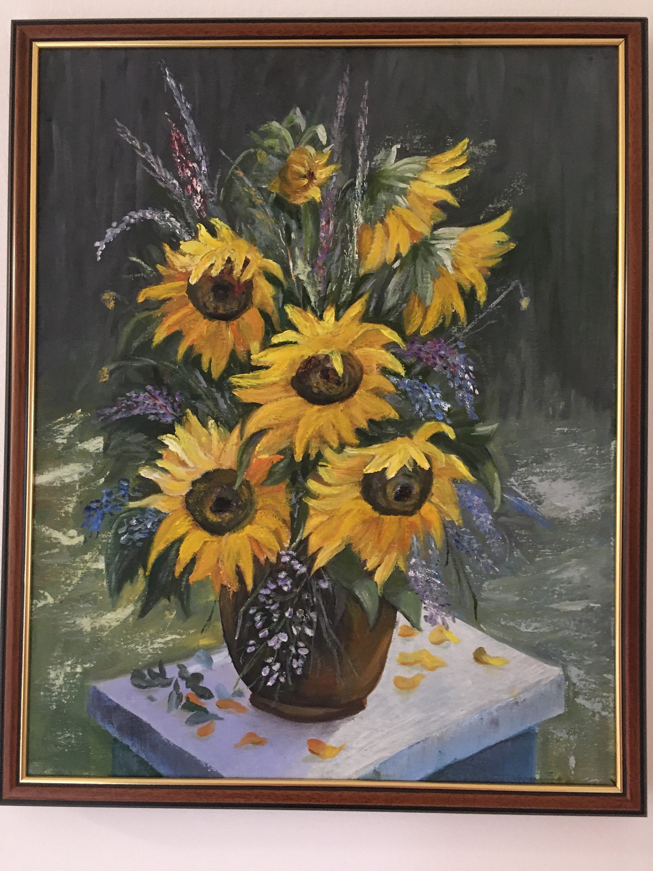 Sunflowers Oil Painting Contemporary Art Flowers in a Vase - Etsy