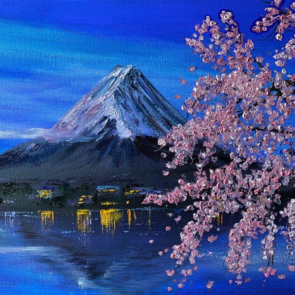 Mount Fuji & Cherry Blossom Painting - Stylish Room Decor and Perfect Gift for Japan Fans