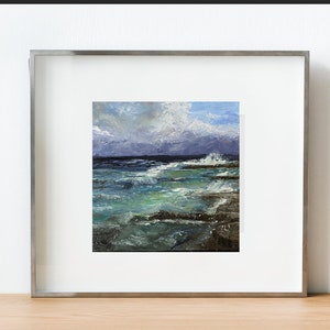 Ocean Waves Impasto Peinture à l’huile Œuvre originale de falaises côtières