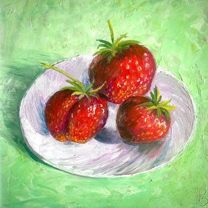 Fragole rosse su un piatto bianco ancora vive incorniciate