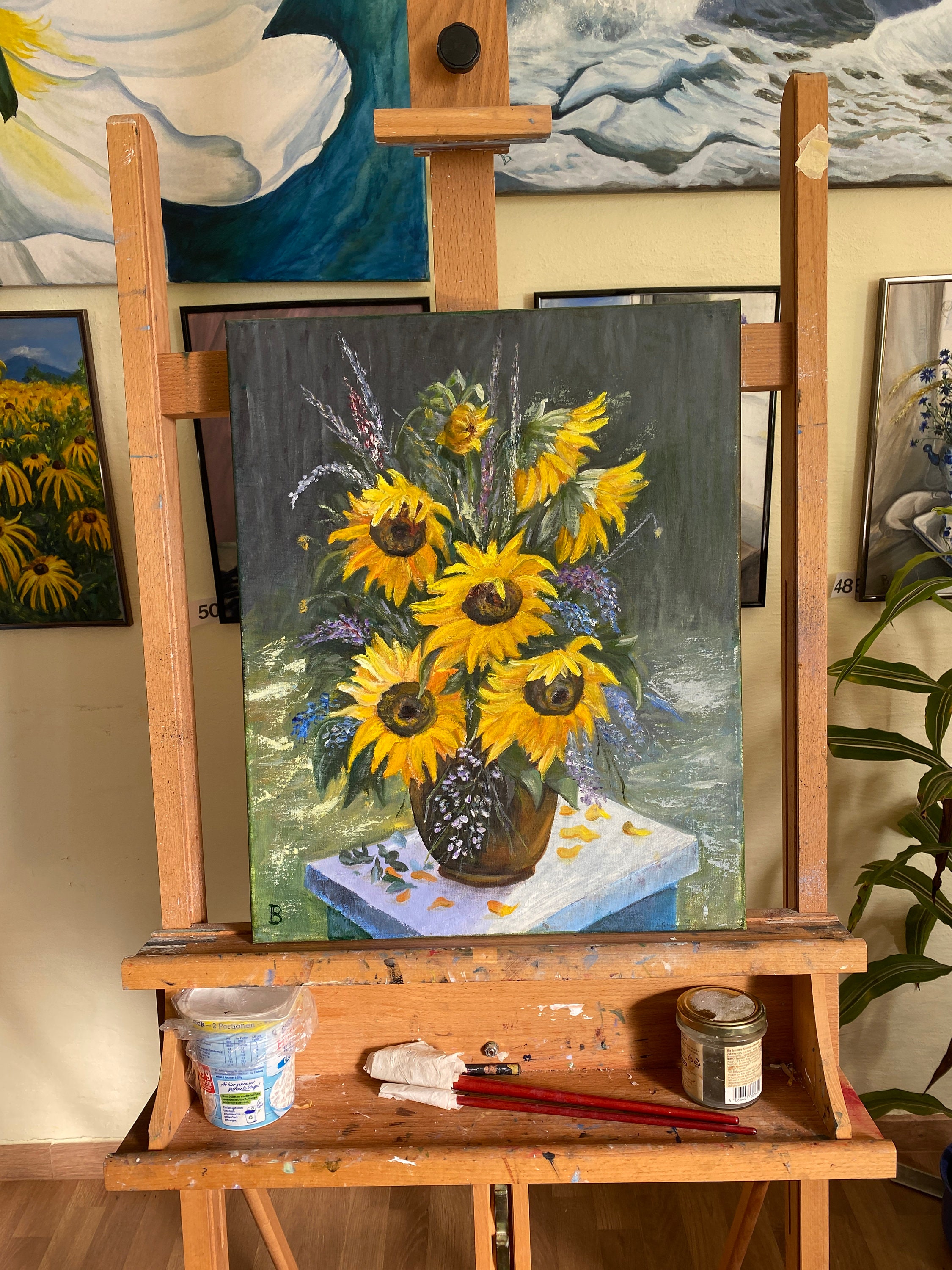 Sunflowers Oil Painting Contemporary Art Flowers in a Vase - Etsy