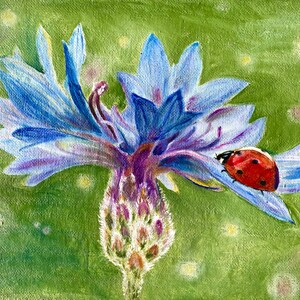 Moment de joie : Peinture à l'huile recto-verso chat et fleur Cadeau pour meilleur ami Décoration de chambre d'enfant Focus sur le bien