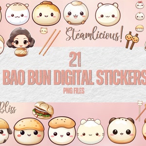 Kawaii Bao Bun Digital Stickers | Digital Stickers | Goodnotes Stickers | Planner Stickers | Kawaii | Clip Art | Cute Stickers