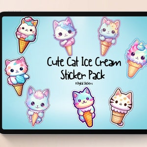 Kawaii digitale stickers | Digitale Stickers | Goodnotes-stickers | Planner-stickers | Kawaii | illustraties | Leuke stickers | Kawaii kat