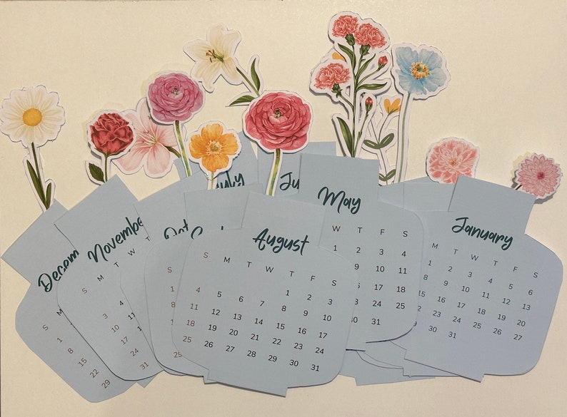 2024 Flower Desk Calendar Cute Calendar for Home & Office Printable