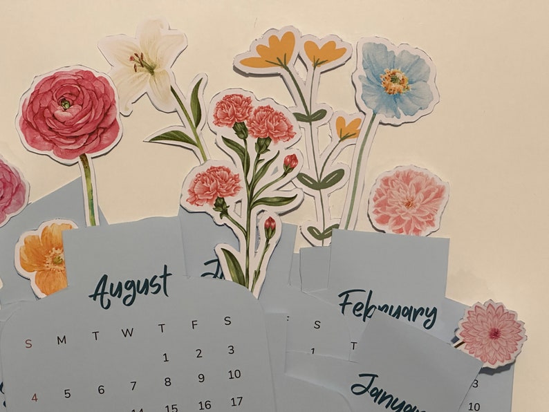 2024 Flower Desk Calendar Cute Calendar for Home & Office Printable