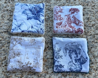 Toile de jouy Lingettes en coton- bambou - fait main-zéro déchet