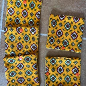 Vintage reusable bamboo and organic cotton makeup remover wipes with flowers / zero waste personal hygiene kit / eco-friendly bidet item
