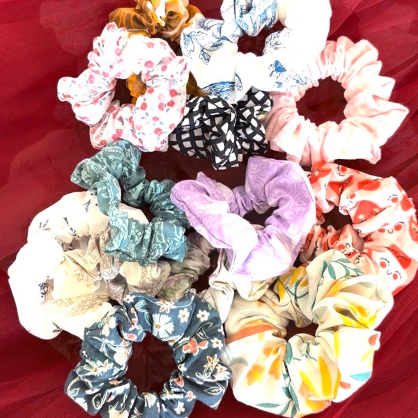 15 piezas Scrunchie pour fillette, 100% algodón artesanal, con todos los colores y motivos. Para aller à l école toute mignonne