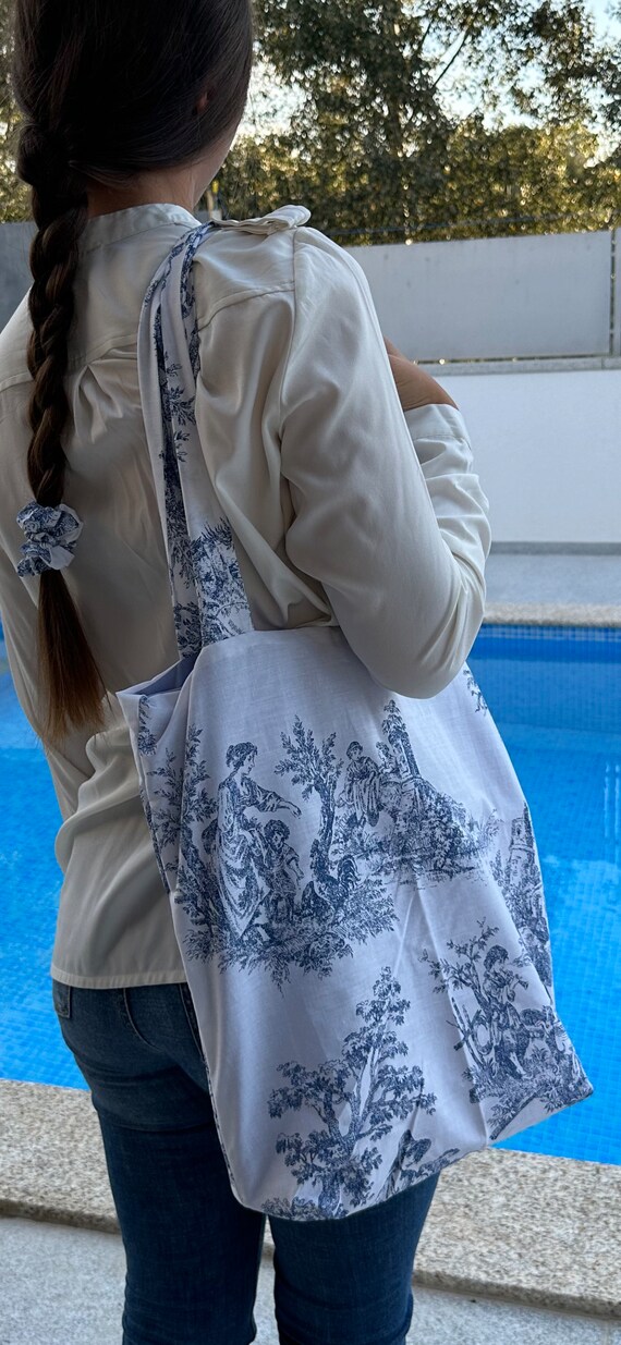 Sac toile de Jouy bleu