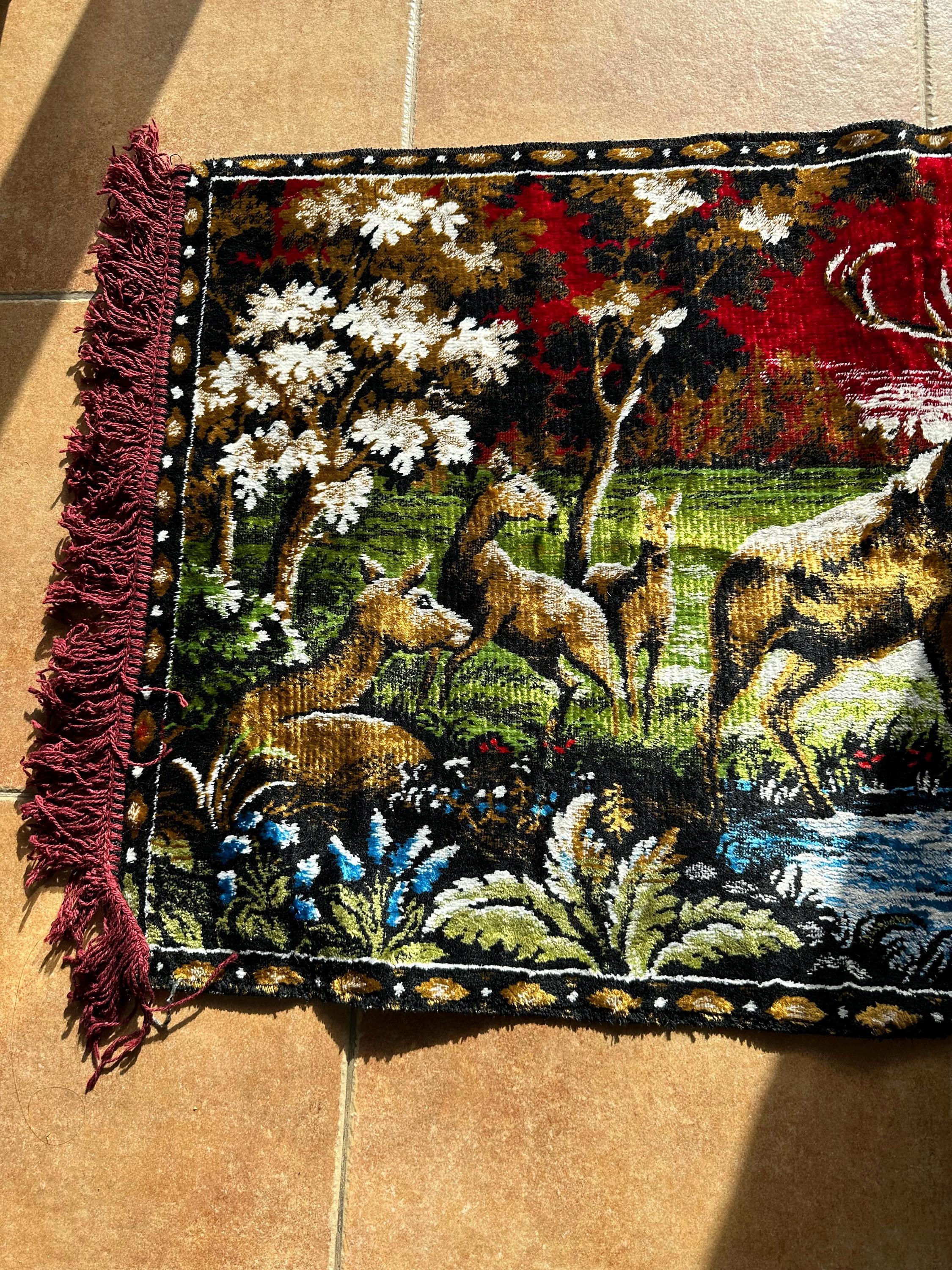 Vintage Deer Hunting Tapestry Wall Hanging, Deer Stag in the Forest ...
