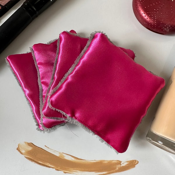 Washable makeup pads / lingette in satin rose and bamboo