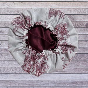 Handmade night cap in satin and toile de jouy, hair cap for women, unusual and original gift, hand-sewn, customizable +
