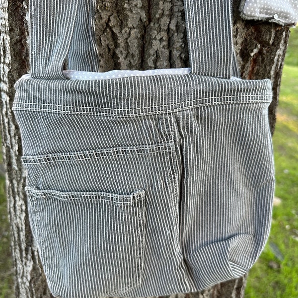 Super sac en jeans gris fait main- chouchou et lingette assortis