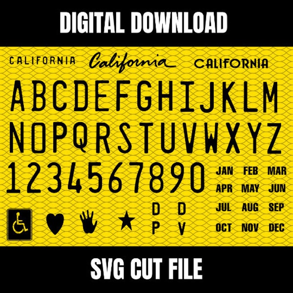 License plate SVG California font