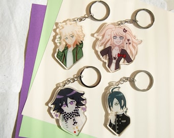Danganronpa Inspired Keychains. V3, Goodbye Dispair. Kokeichi, Junko, Nagito, Chiaki, Kirigiri, Byakuya, Saihara, Gundam, Soda, Rantaro.